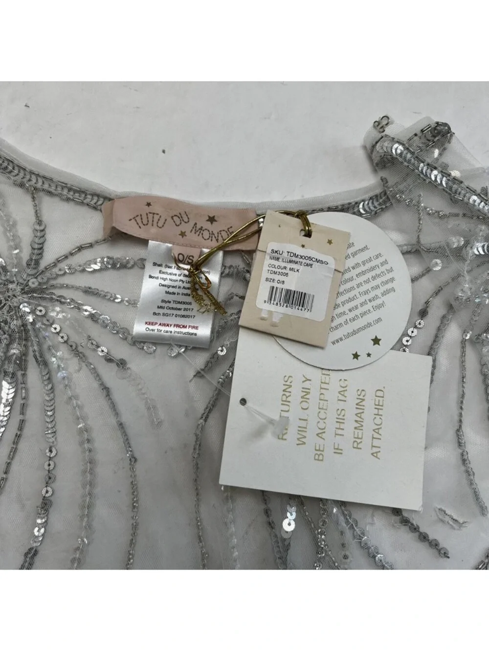 Tutu du Monde Decorative Sequin cape  - Silver OS